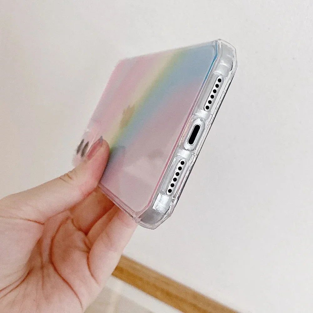 NEW iPhone 13/12/11/Pro/Max Rainbow Clear Square iphone case - Picture 3 of 7